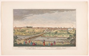 Gezicht op de stad Madrid Celkový pohled na město Madrid, hlavní město Španělského království (název na objektu) Madrid en Lissabon (název série) od Robert Sayer