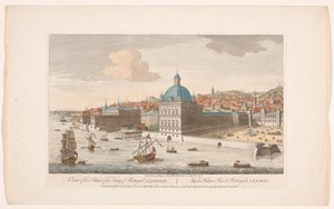 Pohled na královský palác v Lisabonu Pohled na palác portugalského krále v Lisabonu (titul na předmětu) Madrid a Lisabon (název série) od Robert Sayer