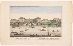 Pohled na Royal Hospital Chelsea a rotundu v Ranelagh Gardens v Londýně Pohled na Královskou nemocnici v Chelsea a rotundu v Ranelaigh Gardens (název na objektu) Londýn (název série) od Robert Sayer
