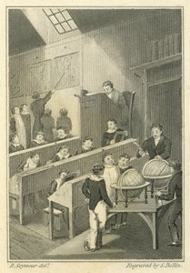 Nicholas Nickleby: Dotheboys Hall, vyrytý Samuel Bellin (1799-1893)