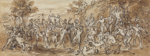 Figurální studie oslavy Bacchanalia v zalesněné krajině od Robert Smirke