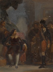 Muž sedící při rozhovoru s vojákem, který stojí od Robert Smirke