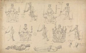 Studie figur a pečetí ze Sandfordské genealogické historie od Robert Smirke