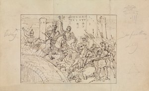 Studium obrněných rytířů v bitvě s koňmi od Robert Smirke