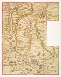 Barevná mapa přístavu Plymouth a země až po Tavistock; kreslil možná Robert Spry od Robert Spry