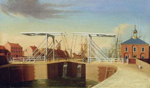 Východní pohled na most a nový přístav v Kingstonu upon Hull (olej na plátně)