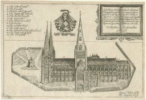 Katedrála Lichfield - South View: mědirytina a [17. století]