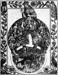 Hierarchie církve, z „Theatrum Chemicum Britannicum“ od Eliase Ashmole, 1652
