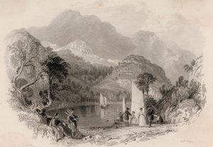 Průsmyk Trossachs, Loch Katrine, Skotsko (rytina)