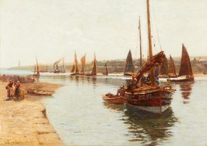Příjezd z lovu sledě, Montrose (olej na plátně)