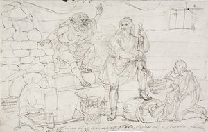 Väinämöinen´s Cut Knee, náčrtek od Robert Wilhelm Ekman