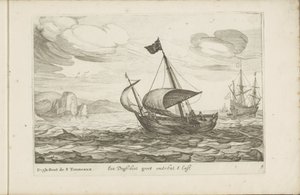 Psí bota Een Dogh-boot groot about 8 Last / Dogh-Boot de 8 Tonneaux (název na objektu) Různé lodě dont on se sert dans les Provinces Unies / Ikony různých nizozemských lodí, jejichž použití je hlavně ve vnitrozemských vodách regionu