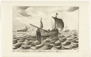 Haringbuizen Haring Buyssen groot about 40 Last / Buche ou Flibot de 40 Tonneaux (název na objektu) Hollandse scheeptypen, 1627 (název série) Různé lodě Don ton se sert dans les Unies Provinces / Ikony různých holandských lodí, jejichž použití