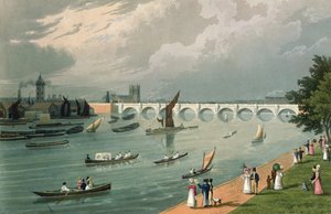 Pohled na most Waterloo, hospoda. 1820 od Colnaghi und Co.