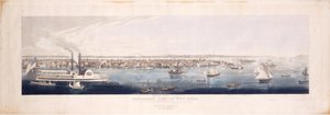Panoramatický pohled na New York, pořízený od řeky North [Hudson], 1844 (ručně kolorovaný lept a akvatinta, pátý stát)