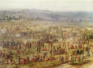Vojenský tábor (olej na mědi) (detail 341904) od Robert van den Hoecke