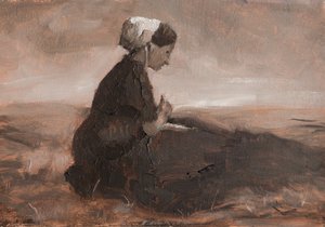 Opravování sítí, 2023 (olej na papíře) od Roberta Murray