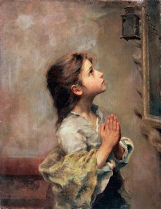 Modlící se dívka, italská malba 19. století. od Roberto Ferruzzi