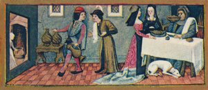 Leden - večeře na Nový rok, 15. století, 1939. od Robinet Testard