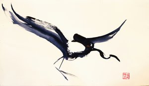 Elegantní inkoustový jeřáb od RodMacIver
