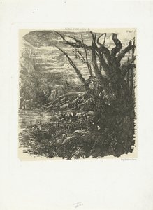 Horská krajina s jezerem Le lac dance les montagnes od Rodolphe Bresdin