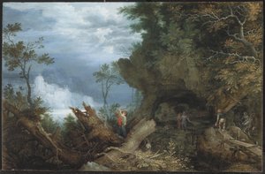 Horská krajina s vchodem do dolu, kolem 1612-13 (olej na bukovém panelu) od Roelandt Jacobsz. Savery