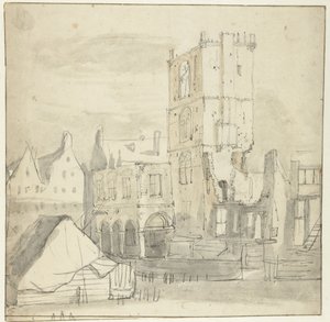 Ruiny staré radnice v Amsterdamu po požáru v roce 1652 od Roelant Roghman (attributed to)
