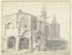 Pohled na Jeruzalemkapel a Sint Olofskapel, Amsterdam od Roelant Roghman (attributed to)