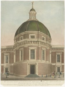 Přestavěný Nový luteránský kostel v Amsterdamu Přestavěný Lutersche Nieuwe Kerk v Amsterdamu (název na objektu)