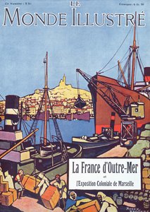 Obálka zvláštního vydání časopisu "Le Monde Illustre" o Mezinárodní zámořské výstavě v Marseille v roce 1922 (barevná litografie)