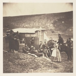 Tábor 4. gardového dragounského pluku, společenská slavnost, Francouzi a Angličané od Roger Fenton
