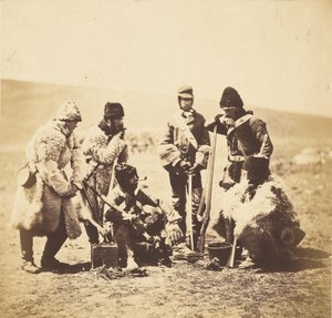 Kapitán Pechell a muži 77. pluku - zimní oblečení. od Roger Fenton