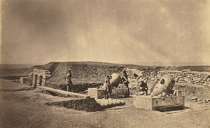 Minometné baterie před Picquet House, lehká divize od Roger Fenton