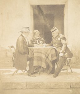 Válečná rada o ránu dobytí Mamelonu. Lord Raglan, Omar Pasha, M..., 1855. od Roger Fenton