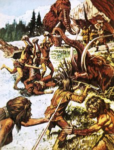 Prehistoričtí lidé útočí na mamuty od Roger Payne