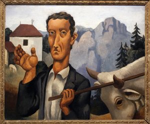 Jelen. Malba Rogera de La Fresnaye (1885-1925), olej na dřevě od Roger de La Fresnaye
