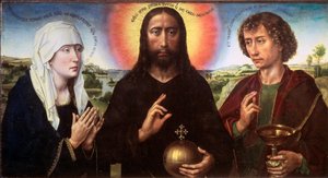 Vykupitel Krista mezi Pannou Marií a svatým Janem Evangelistou (Triptych Braque), kolem roku 1450 (Olej na dřevě) od Rogier van der Weyden
