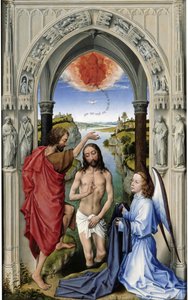 Křest Krista Oltář sv. Jana, střední deska, cca 1455 od Rogier van der Weyden