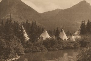 Po břehu řeky, Piegan, Montana,1915 (foto) od Roland W. Reed
