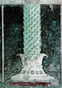 Základna sloupu ve stylu kmene palmy, detail z tablinia zdobeného malbami v egyptském stylu, cca 27-14 př.n.l. od Roman
