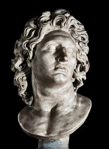 Busta Alexandra Velikého (356-323 př. n. l.), krále Makedonie a dobyvatele Persie. Římská kopie řeckého originálu, 3.-2. století před naším letopočtem (mramor) od Roman