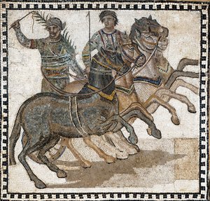 Cirkusová scéna ve starověkém Římě. Mozaika, 3. století od Roman