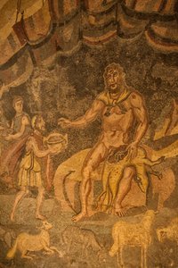 Podlahová mozaika Cyclops, Villa Romana del Casale, Piazza Armerina, Sicílie, Itálie (foto) od Roman