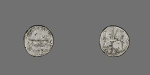 Denár zobrazující Galley, 31 př.nl (stříbrný) od Roman