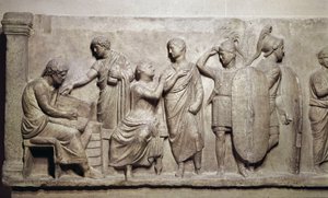 Domitius Achenobarbus, detail registrace občanů a obětování bohu Marsovi, c. 100 př.nl (mramor) od Roman