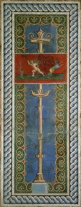 Eros jako lovec, detail nástěnné mozaiky, odkrytý v Pompejích od Roman