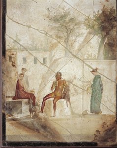 Freska zobrazující pánev a nymfy z Pompejí v Itálii od Roman
