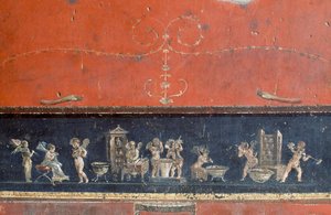 Vlys zobrazující amorky, Dům Vettii, Pompeje (Seznam světového dědictví UNESCO od Roman