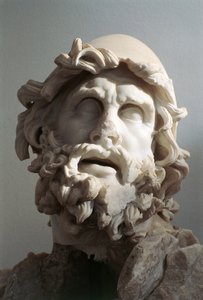 Hlava Odyssea (Odyssea), římská kopie podle helénistické sochy rhodské školy, pravděpodobně z oslepení sousoší Polyféma, mramor od Roman