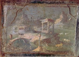 Idylická krajina z Herculanea, 1. století př. n. l. - 79 n. l. od Roman